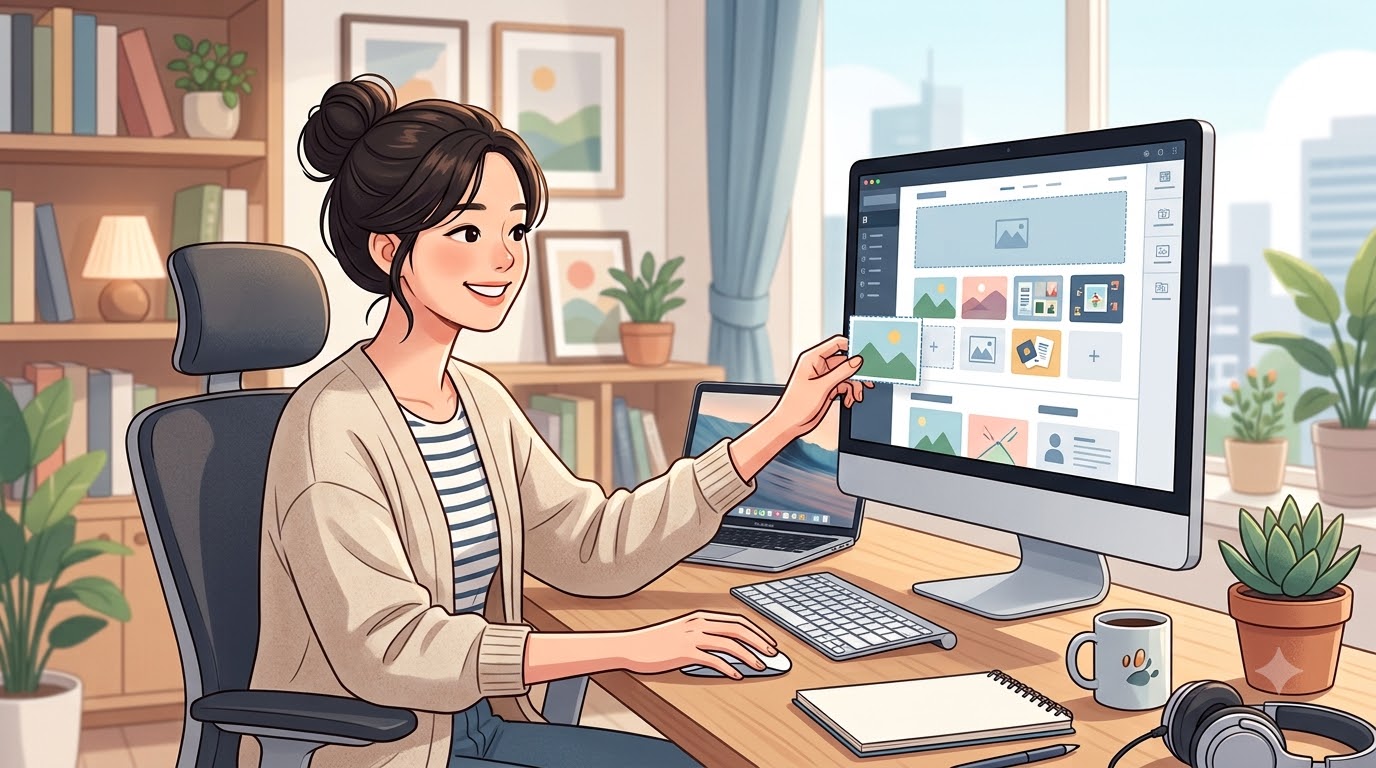 첫 화면과 작업물은 어떻게 배치하나요?